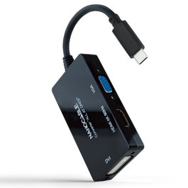 Nanocable Conversor USB-C a HDMI, DVI y VGA, Negro